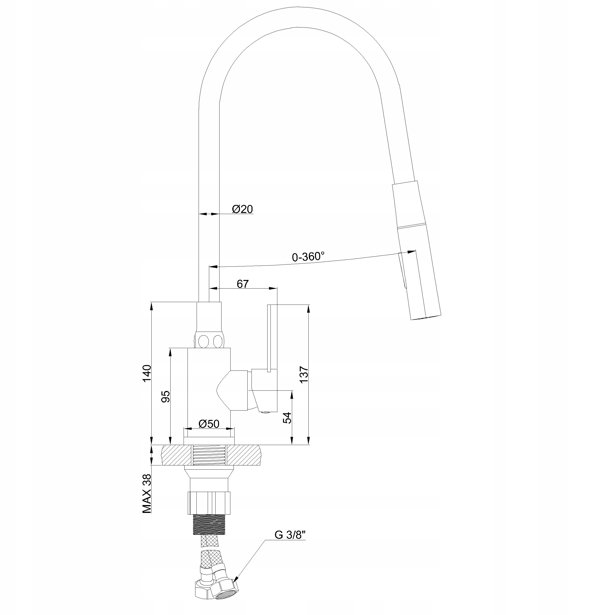 Μπαταρία κουζίνας Invena Dalis, inox/μαύρο BZ-64-043-L