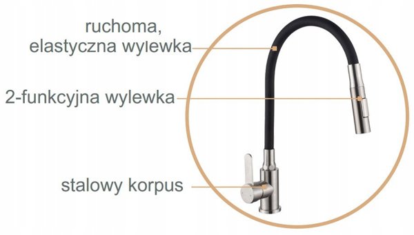 Μπαταρία κουζίνας Invena Dalis, inox/μαύρο BZ-64-043-L