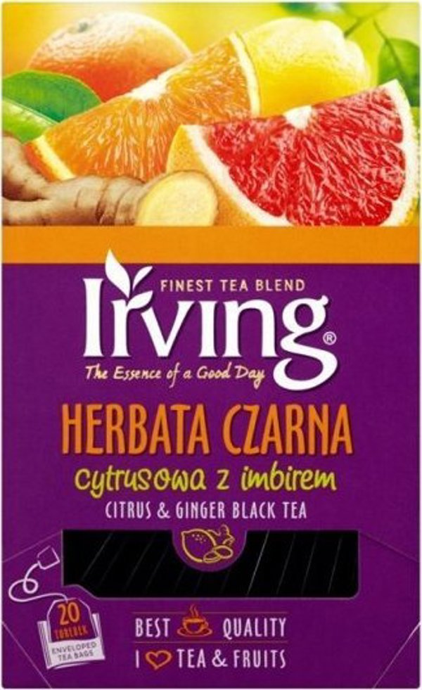 Irving Herbata czarna cytrusowa z imbirem 20 torebek Irving