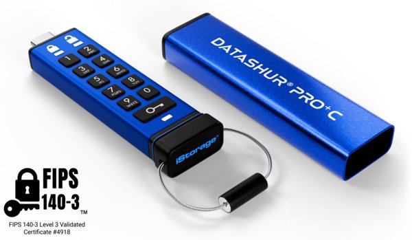 iStorage datAshur PRO+C USB Flash Drive 32GB, USB Type-C 3.2, Κρυπτογραφημένη Μνήμη Υψηλής Ασφάλειας