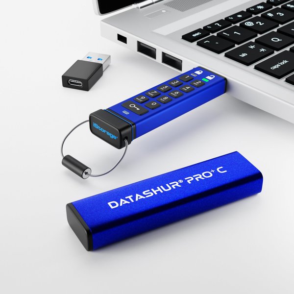 iStorage datAshur PRO+C USB Flash Drive 32GB, USB Type-C 3.2, Κρυπτογραφημένη Μνήμη Υψηλής Ασφάλειας