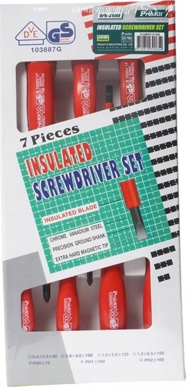 Μονωμένο σετ κατσαβιδιών VDE 1000 V (7 τεμ.), 8PK-8100E Pro'sKit