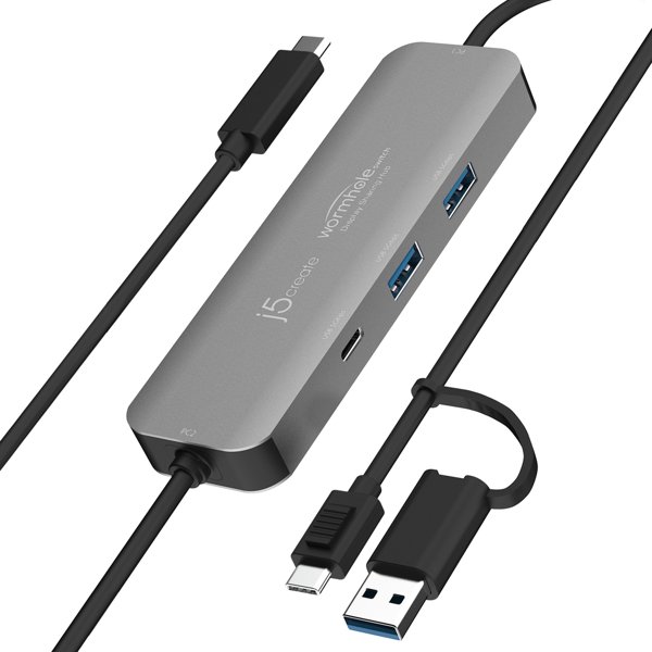 j5create JCH462-N USB 3.2 Gen 1 (3.1 Gen 1) Type-A + Type-C 5000 Mbit/s Γκρι