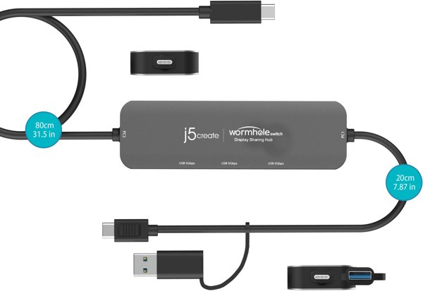 j5create JCH462-N USB 3.2 Gen 1 (3.1 Gen 1) Type-A + Type-C 5000 Mbit/s Γκρι
