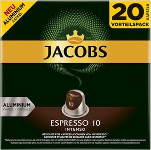 Jacobs Jacobs Espresso Intenso 10 Καφές αλεσμένος σε κάψουλες 20τεμ, 104g