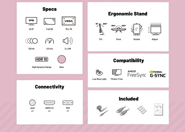 JAPANNEXT 60,5cm JN-I238FHD120F-HSP-PK 16:9 HDMI ροζ FHD