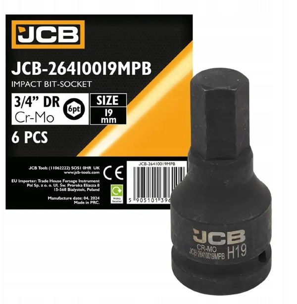 JCB Καρυδάκι Κρούσης 3/4" 19mm, 6-γωνιακό, Υψηλής Αντοχής