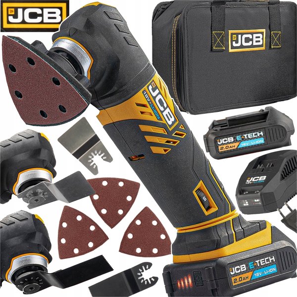 JCB Πολυλειτουργικό ταλαντευόμενο εργαλείο 18V (σετ: μπαταρία 2Ah, φορτιστής, τσάντα)
