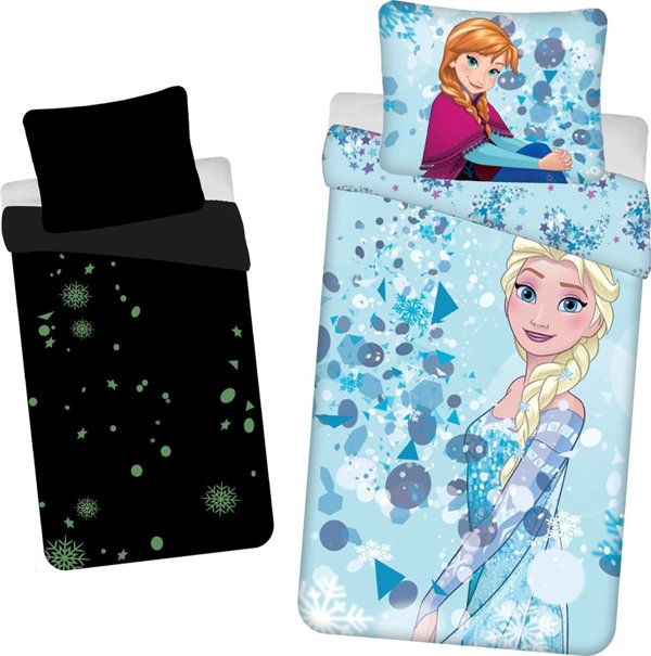 Jerry Fabrics Σετ Παπλωματοθήκης Βαμβακερό 140x200+1π70x90 Frozen Φωσφορίζον