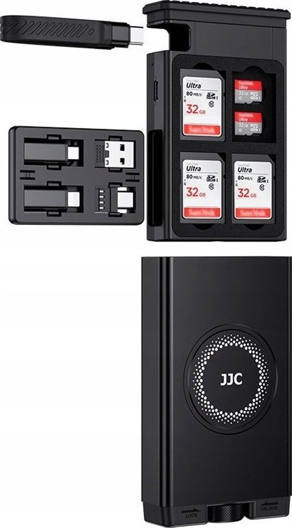 JJC Θήκη + Αναγνώστης Καρτών SD MicroSD TF σε USB TYPE-C USB-C 3.1 MicroUSB 300 MB/s / MFCC-1