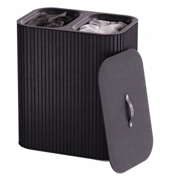 JJ-Laundry basket 90l bamboo black Tota Twin Luxe