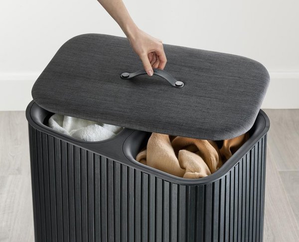 JJ-Laundry basket 90l bamboo black Tota Twin Luxe