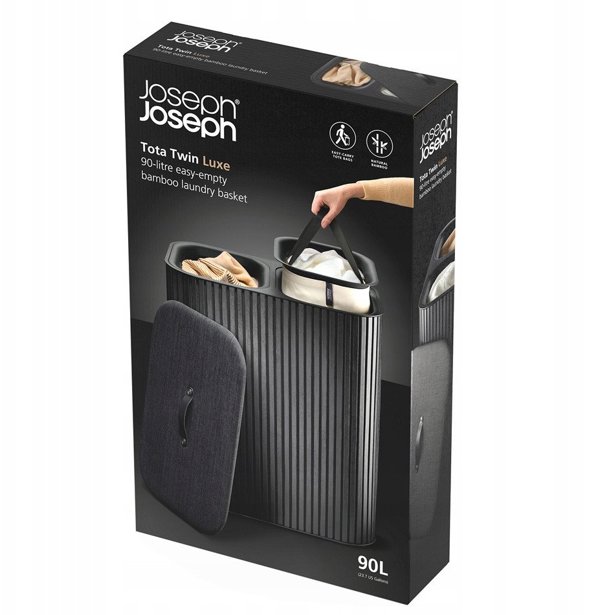 JJ-Laundry basket 90l bamboo black Tota Twin Luxe