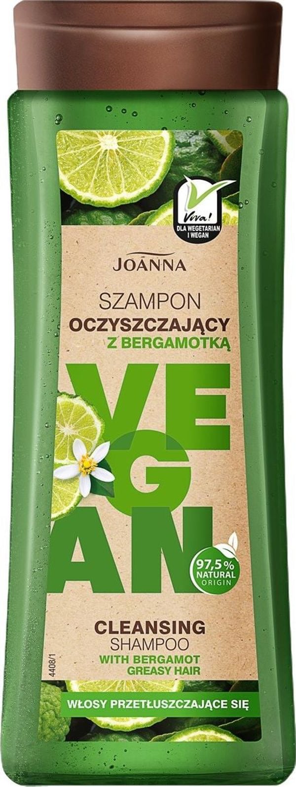 Joanna Vegan Σαμπουάν Καθαρισμού με Περγαμόντο, 97,5% Φυσικά Συστατικά, Vegan Σύνθεση