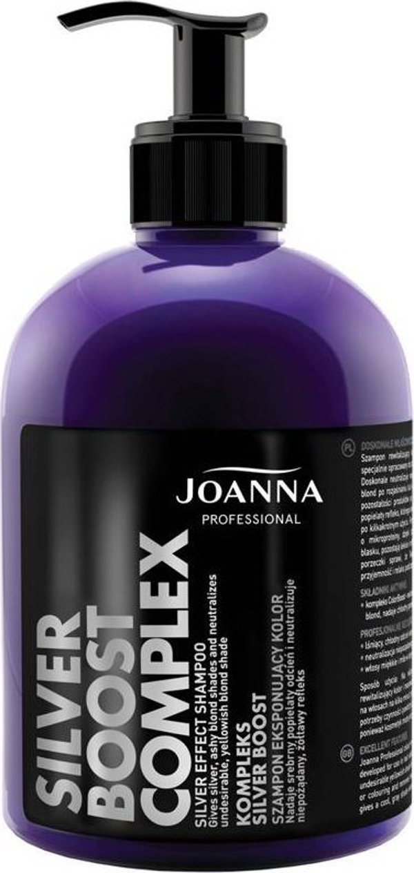 Joanna Professional Silver Boost Σαμπουάν για Ξανθά & Γκρίζα Μαλλιά, Εξουδετέρωση Κιτρινίλας, 500ml