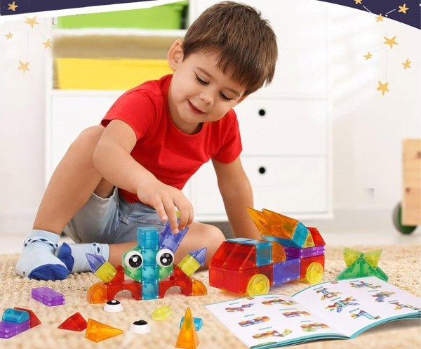 Jokomisiada Μαγνητικά τουβλάκια 3D Φωτιζόμενα μαγνητικά τουβλάκια 64 τεμ ZA5240