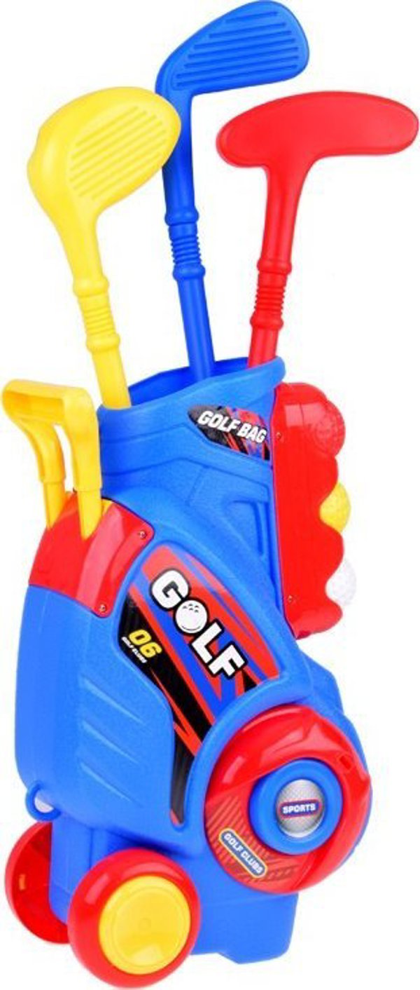 Σετ για παιχνίδι Mini Golf Jokomisiada μπαστούνια + μπάλες + βάση με ρόδες για παιδιά SP0804