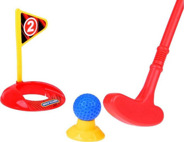 Σετ για παιχνίδι Mini Golf Jokomisiada μπαστούνια + μπάλες + βάση με ρόδες για παιδιά SP0804