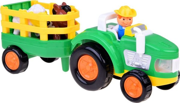 Jokomisiada Τρακτέρ με τρέιλερ Farmer και ζωάκια ήχος + φως ZA5390