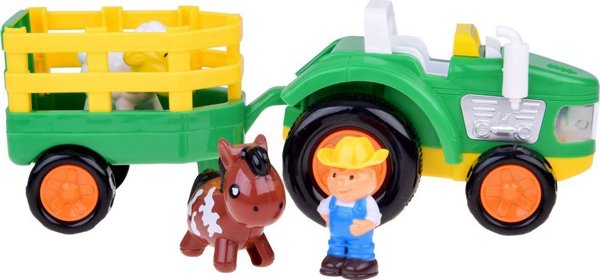Jokomisiada Τρακτέρ με τρέιλερ Farmer και ζωάκια ήχος + φως ZA5390