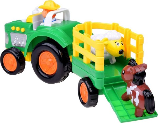 Jokomisiada Τρακτέρ με τρέιλερ Farmer και ζωάκια ήχος + φως ZA5390
