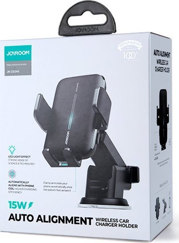 Joyroom Joyroom βάση αυτοκινήτου με ασύρματο φορτιστή 15W για ταμπλό μαύρο (JR-ZS245)