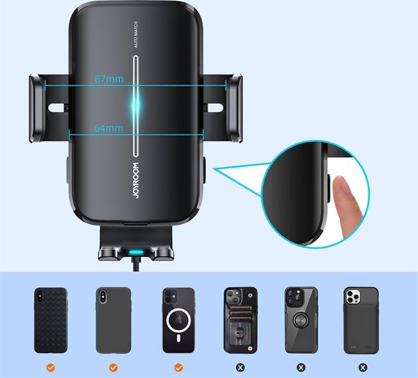 Joyroom Joyroom βάση αυτοκινήτου με ασύρματο φορτιστή 15W για ταμπλό μαύρο (JR-ZS245)