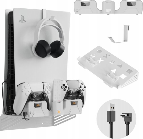JYS Wall Mount + Pad Charger 2in1 για Sony PlayStation PS 5 / PS5 (PS5181) 13146502 5904647818255