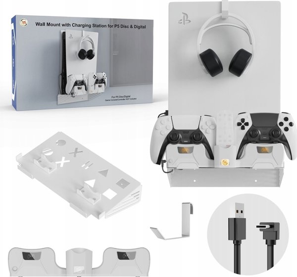 JYS Wall Mount + Pad Charger 2in1 για Sony PlayStation PS 5 / PS5 (PS5181) 13146502 5904647818255
