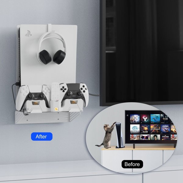 JYS Wall Mount + Pad Charger 2in1 για Sony PlayStation PS 5 / PS5 (PS5181) 13146502 5904647818255