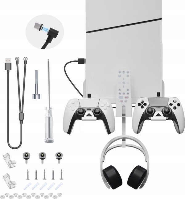 JYS Επιτοίχια Βάση Στήριξης + Καλώδιο 2 σε 1 Για Sony Playstation 5 Ps5 Slim / Jys-p5177
