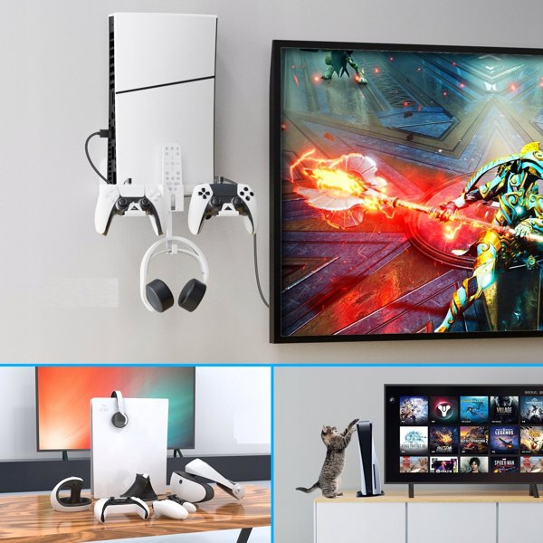 JYS Επιτοίχια Βάση Στήριξης + Καλώδιο 2 σε 1 Για Sony Playstation 5 Ps5 Slim / Jys-p5177