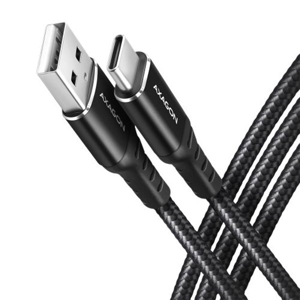 Axagon Καλώδιο USB-A σε USB-C 1m BUCM-AM10AB, Μαύρο, Επινικελωμένο, Υψηλής Αντοχής