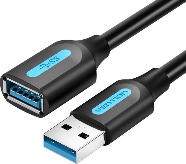 Καλώδιο USB Vention Επέκταση USB 3.0 αρσενικό-θηλυκό Vention CBHBF 1m μαύρο PVC