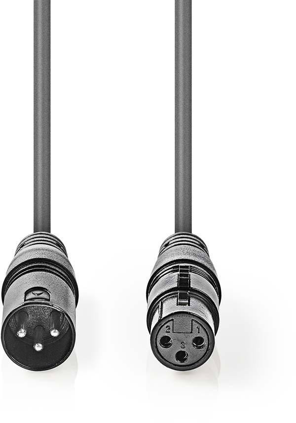 Kabelis Nedis XLR M - XLR F 0.5m 5412810295920 COTH15012GY05 (5412810295920)