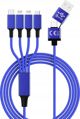 Καλώδιο USB Smrter USB-A + USB-C - USB-C + microUSB + 2x Lightning 1.2 m Μπλε (SMRTER_ELITE_L_NB)