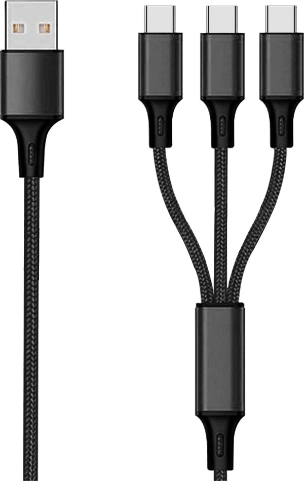 Καλώδιο USB 2GO 2GO 3 σε 1 USB καλώδιο φόρτισης - μαύρο - 150cm για USB Type-C