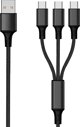 Καλώδιο USB 2GO 2GO 3 σε 1 USB καλώδιο φόρτισης - μαύρο - 150cm για USB Type-C