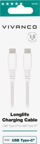 Καλώδιο USB Vivanco Vivanco καλώδιο USB-C - USB-C LongLife Φόρτιση 1.5m, λευκό (62398)