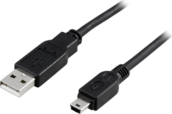 Καλώδιο USB Deltaco USB-A - miniUSB 1 m Μαύρο (USB-24S)
