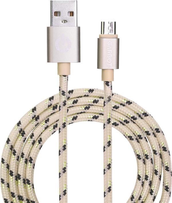 Καλώδιο Garbot USB-A σε Micro-USB 1m, Υφασμάτινο Πλεκτό, Χρυσό