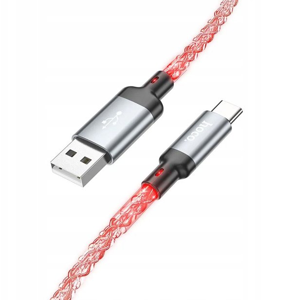 Kabel USB A do USB C Hoco 3A 1 m U112 szary