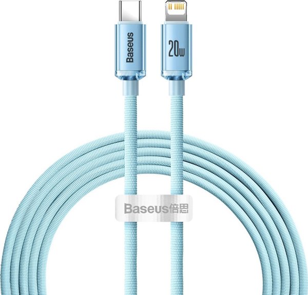 Καλώδιο USB Baseus USB-C - Lightning 2 m Ανοιχτό Μπλε (BSU3639)