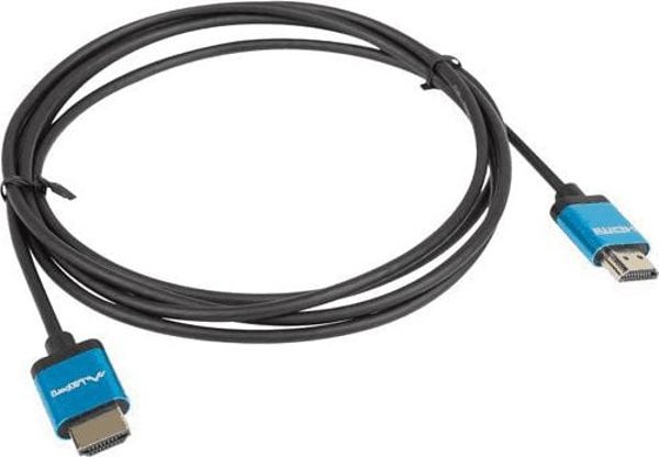 Καλώδιο Lanberg HDMI - HDMI 0.5m, Γωνιακό, Μπλε (CA-HDMI-22CU-0005-BK)