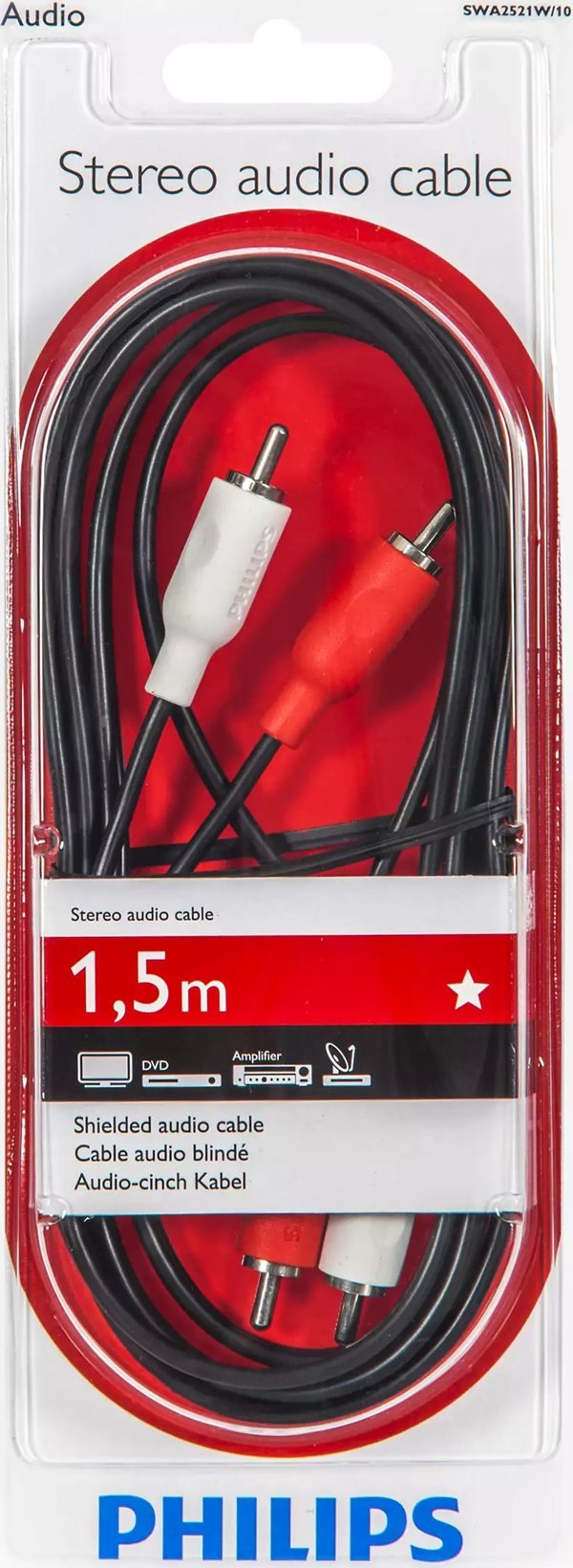 Kabel Philips RCA (Cinch) x2 - RCA (Cinch) x2 1.5m czarny (Phil-SWA2521W/10)