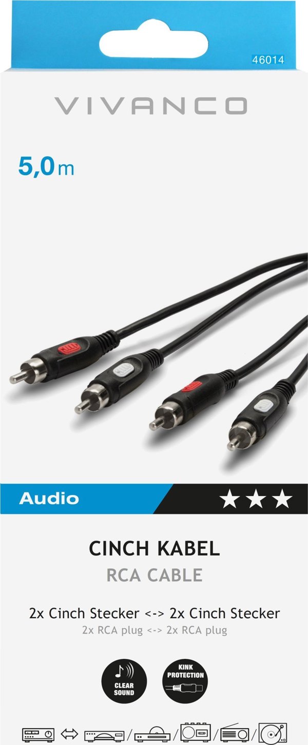 Καλώδιο Vivanco Vivanco καλώδιο 2xRCA - 2xRCA 5m (46014)
