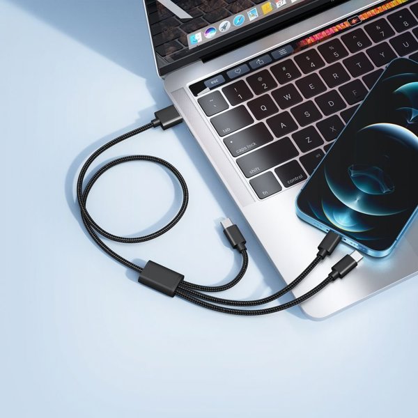 Καλώδιο USB Veger VEGER καλώδιο 3 σε 1 USB A σε Lightning / Τύπος C / Micro USB 2A 12W V303 1,2 m μαύρο