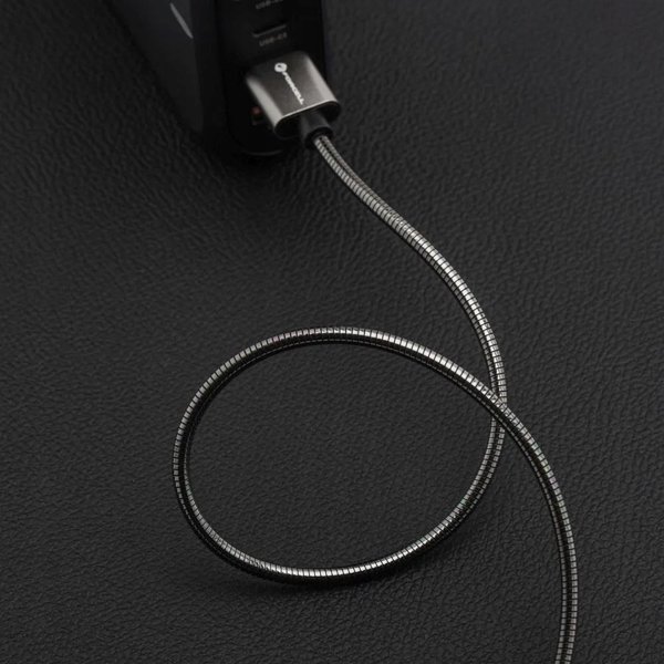 Καλώδιο Forcell F-Energy USB-A σε Lightning 2.4A 12W Μεταλλικό 2m - Ασημί