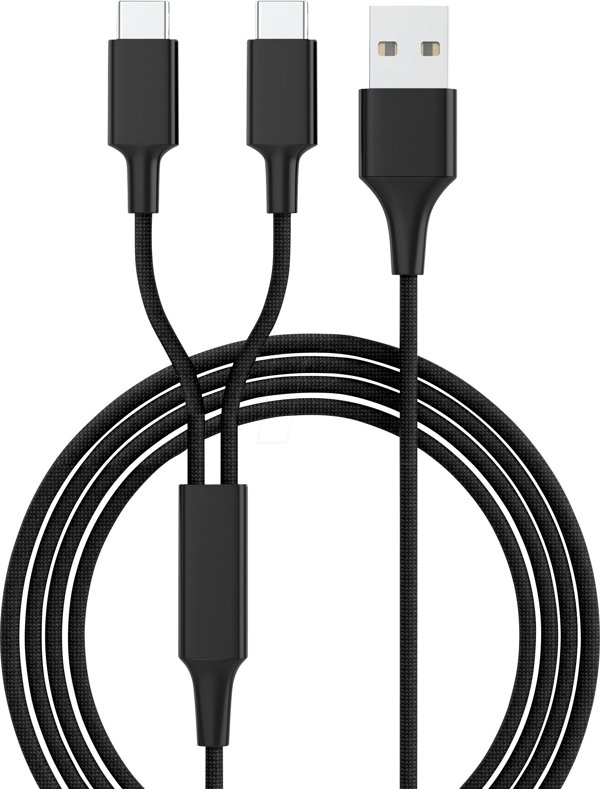 Smrter Hydra Duo Καλώδιο Φόρτισης USB-A σε 2x USB-C 1.2m Μαύρο