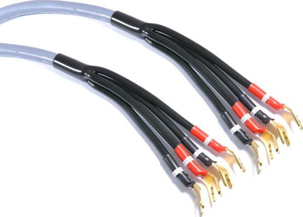Καλώδιο Ηχείων Melodika Bi-Amp με Πιρούνια 4N OFC, 2x1,5+2x4mm², Γκρι, 3,5μ (2 Τεμάχια)
